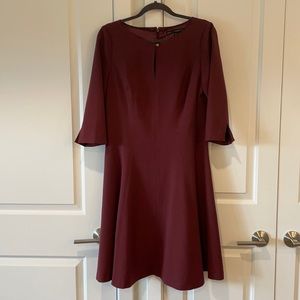 WHBM burgundy fit and flare dress